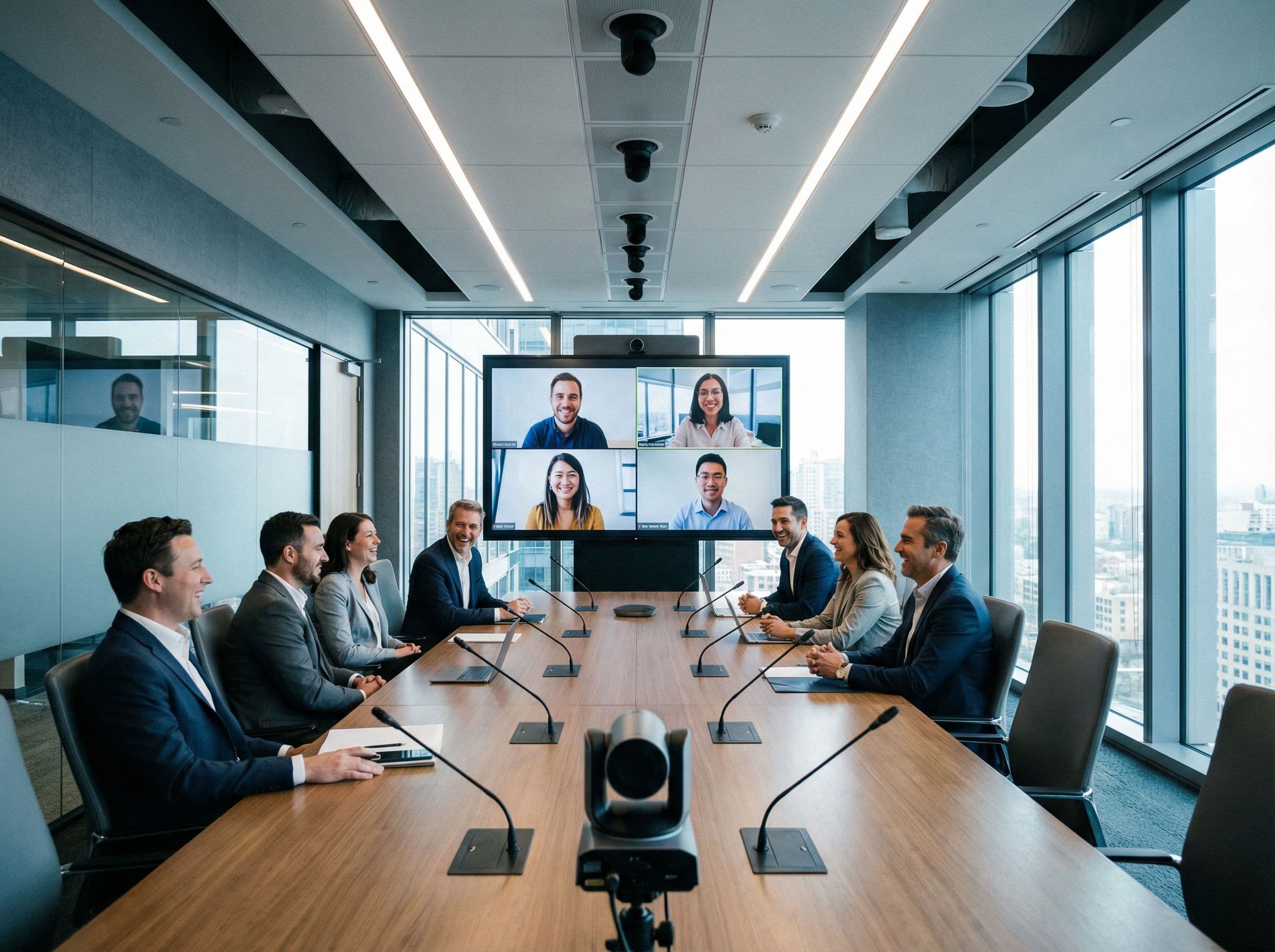 Executive conference room with integrated QSYS audio and video