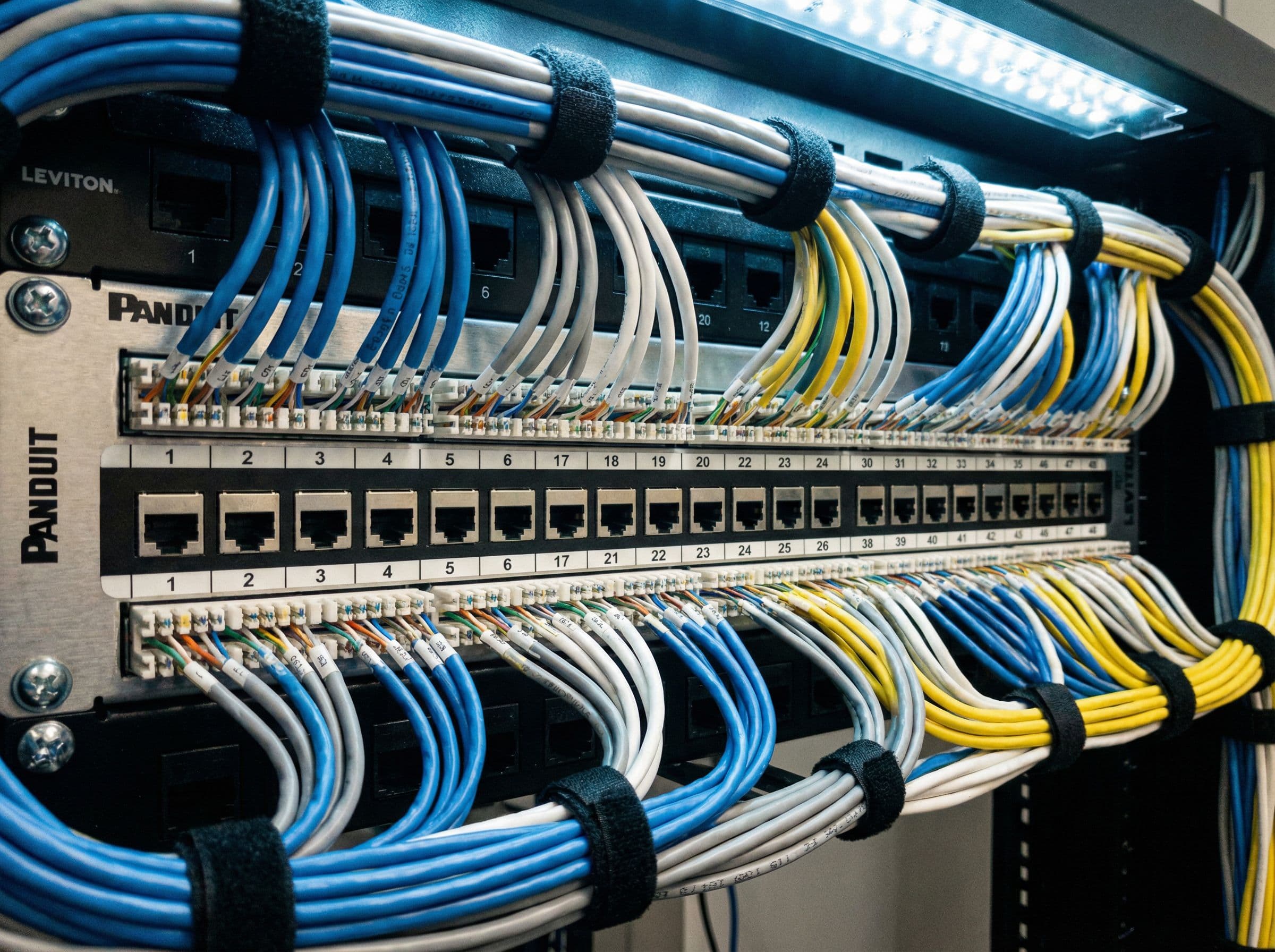 Cat6A terminations at 48-port patch panel