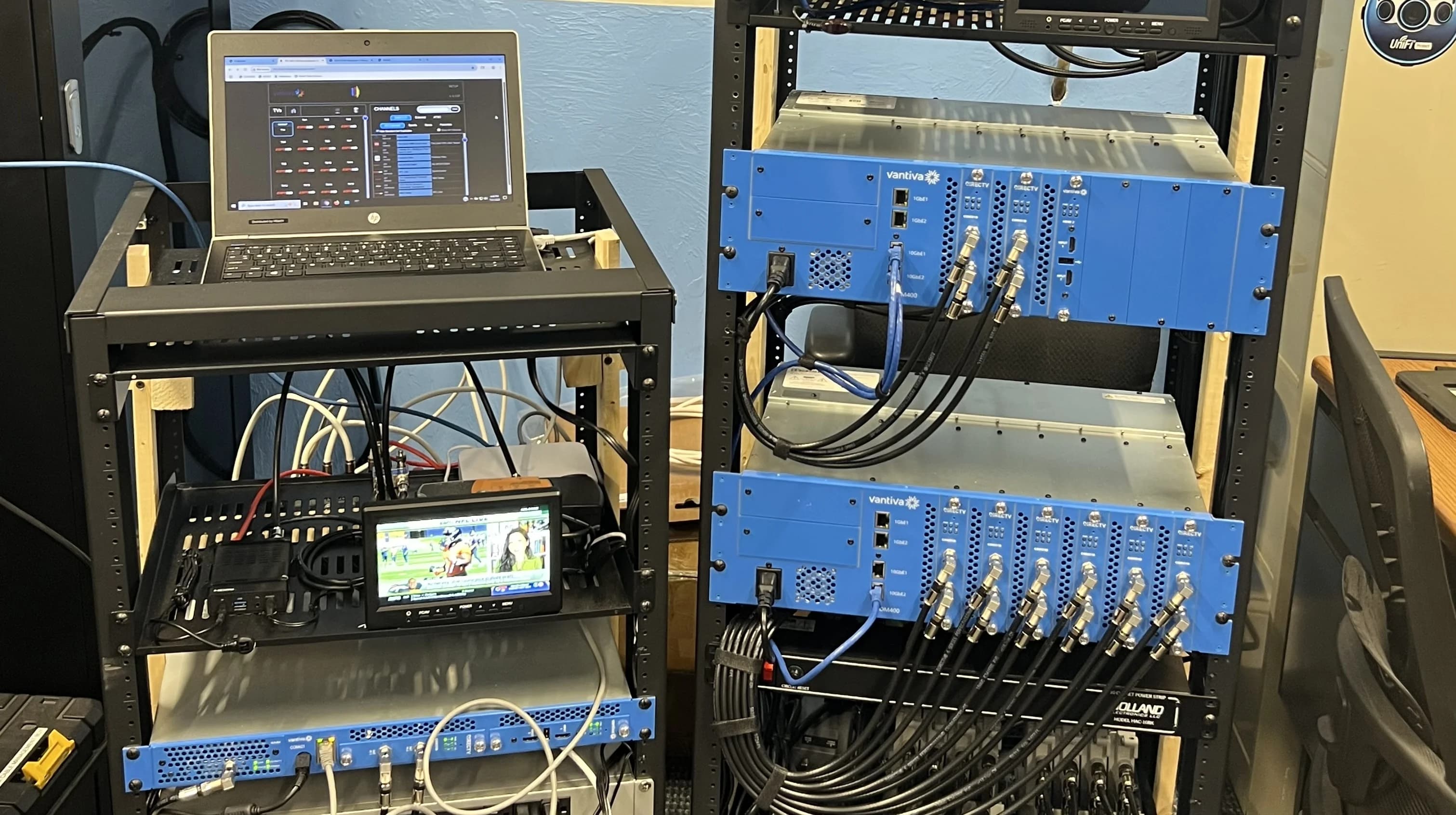 COM3000 IPTV distribution headend feeding commercial TV screens