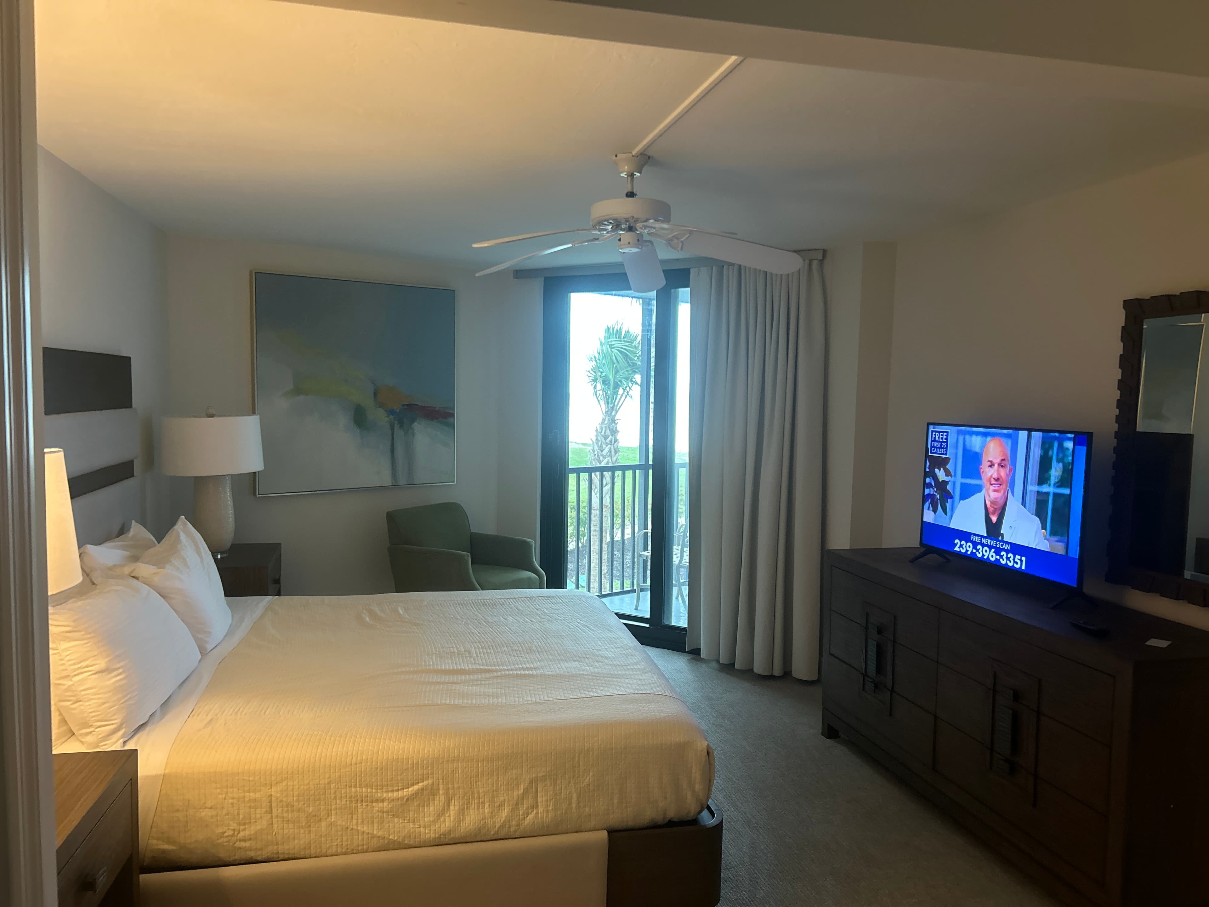 In-room DIRECTV display installed in a Pointe Estero guest suite
